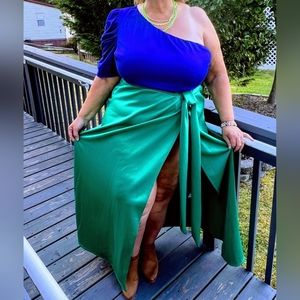 NEW NWOT LIVD Kelsey Kelly Green Wrap Maxi Skirt Sz 3XL (skirt only)